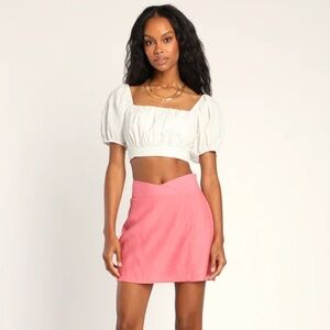 Lulus: Seeking Romance White Puff Sleeve Crop Top
